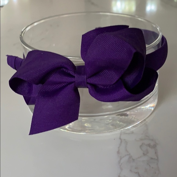 Purple grosgrain ribbon headband with bow - Picture 1 of 2